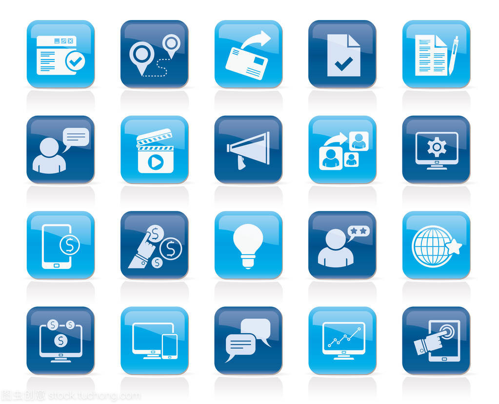 互联网营销与商务图标 数据服务的视觉桥梁